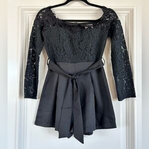 Showpo Black Romper with Lace Top